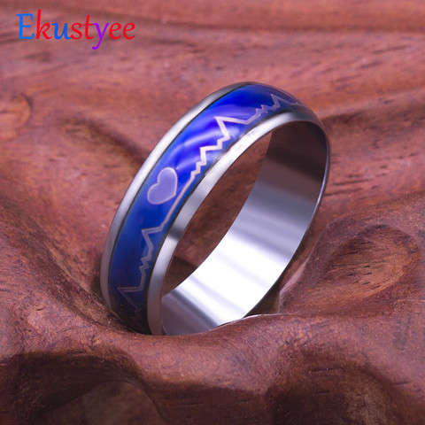 2022 nuevo anillo de humor cambiando de Color anillo de ECG anillo colorido decoloración anillo de pareja ► Foto 1/6