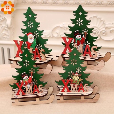 Colgantes de madera con forma del árbol de Navidad para niños, bricolaje, Papá Noel/muñeco de nieve, árbol de Navidad, ciervos, decoración para fiesta de Navidad, 1 ud. ► Foto 1/6