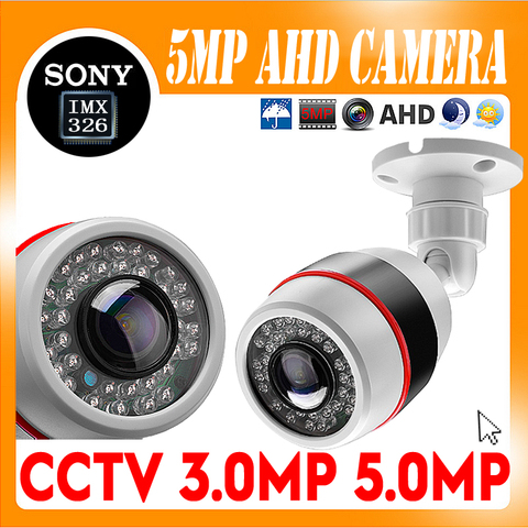 IMX326 seguridad 5MP 1080P vigilancia AHD ojo de pez CCTV HD Cámara 1,7 MM gran angular visión nocturna impermeable al aire libre Bullet Cámara ► Foto 1/5