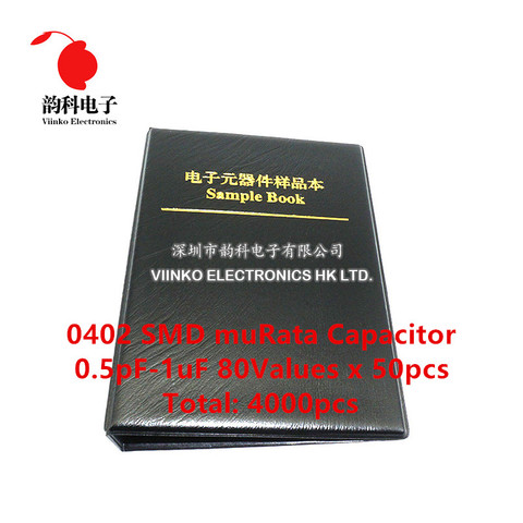 Kit surtido de libros de muestra de condensador de muRata SMD, 0402 Japón, 80valuesx50 Uds = 4000 Uds. (0.5pF a 1uF) ► Foto 1/2