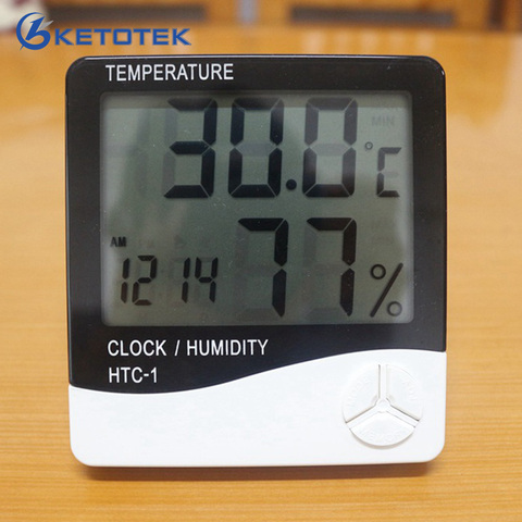 Ketotek habitación Digital LCD termómetro electrónico temperatura humedad medidor higrómetro estación de tiempo interior reloj de alarma HTC-1 ► Foto 1/6