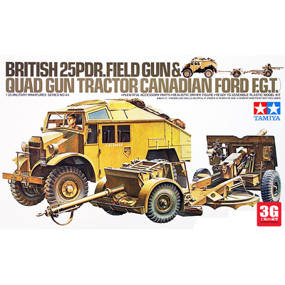 Modelo de coche de plástico Tamiya 1/35 escala 35044, ensamblaje, modelo de coche, Bristish 25PDR, pistola de campo, Quad Gun, Tractor canadiense Ford F.G.T DIY ► Foto 1/6