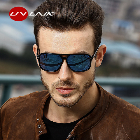 Gafas de sol polarizadas UVLAIK gafas de sol cuadradas de gran tamaño para hombre gafas de sol de diseño de marca gafas de sol para conductor Retro UV400 ► Foto 1/6