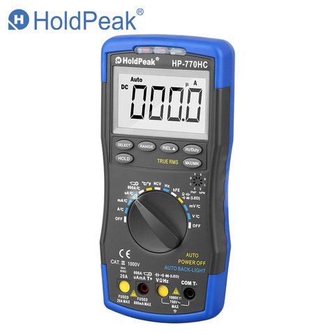 Multímetro Digital HoldPeak HP-770HC valores eficaces verdaderos multímetro de rango automático con función NCV y prueba de temperatura/frecuencia/ciclo de trabajo ► Foto 1/6