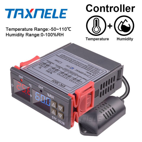 Doble Digital de temperatura del termostato de Control de la humedad STC-3028 termómetro controlador de higrómetro AC 110V 220V DC 12V 24V 10A ► Foto 1/6