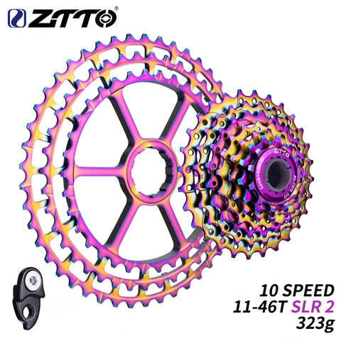 ZTTO 10 velocidad bicicleta 11-46T SLR 2 Arco Iris cinta HG Sistema de 10 s ultraligero 46T CNC 10v k7 MTB X0 X9 X7 M610 M781 M786 ► Foto 1/6