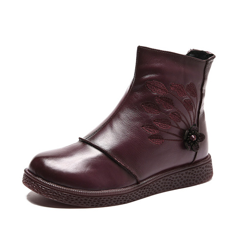 Zapatos de plataforma plana para mujer, Botines de cuero genuino, calzado Vintage suave, botines para mujer 2022 ► Foto 1/6