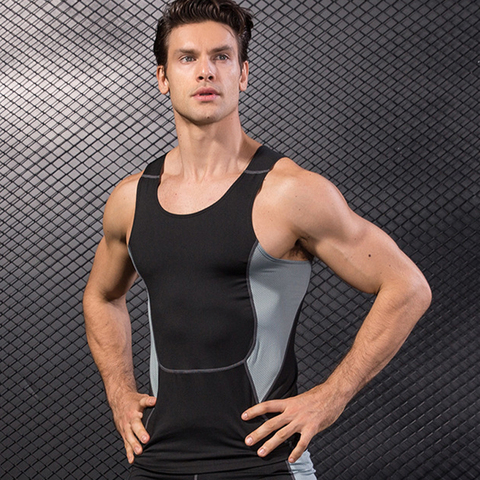 Deporte para hombre tanque superior gimnasio camiseta de correr Chaleco de compresión de gimnasio entrenamiento hombres camiseta ropa de entrenamiento ropa de tapa del tanque de gimnasio de los hombres CULTURISTA ► Foto 1/1