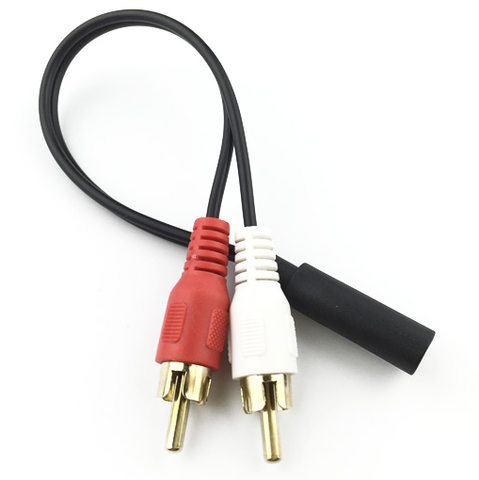 Cable de Audio 3,5 estéreo hembra a 2 RCA macho, chapado en oro, Cable de extensión RCA para altavoces de ordenador, conector rojo y blanco de 0,2 m ► Foto 1/1