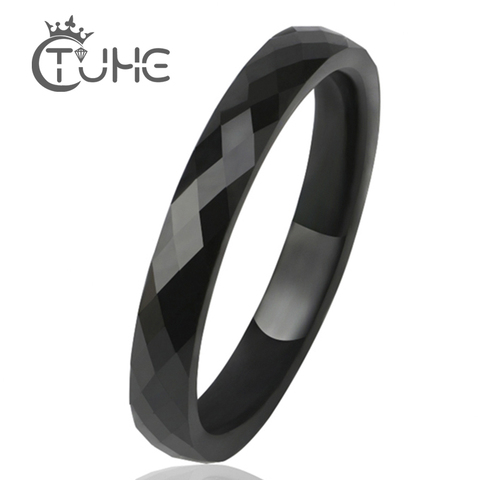 3 MM luz negro blanco anillos de cerámica para Mujeres Hombres liso corte superficie cerámica joyería anillo masculino moda anillo de boda venta al por mayor ► Foto 1/6