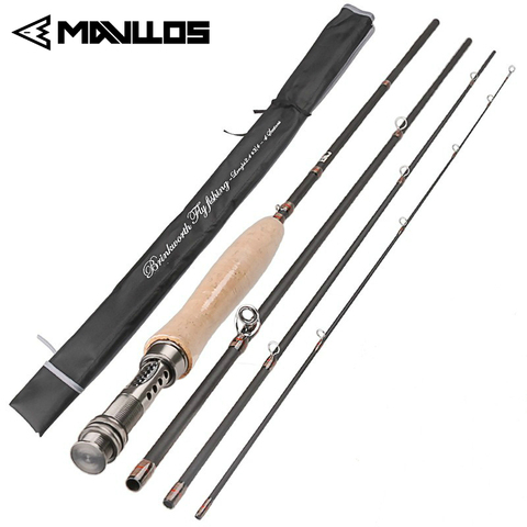 Mavllos 8FT 2,4 M/9FT 2,7 M volar caña de pescar de fibra de carbono 3/4 5/6 de peso medio de acción corcho manejar 4 segundo ligero Río Fly Rod ► Foto 1/1