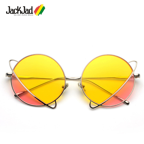JackJad-gafas De Sol redondas para mujer, anteojos De Sol femeninos con tinte De doble Color, diseño De marca, a la moda, S31138, 2022 ► Foto 1/6