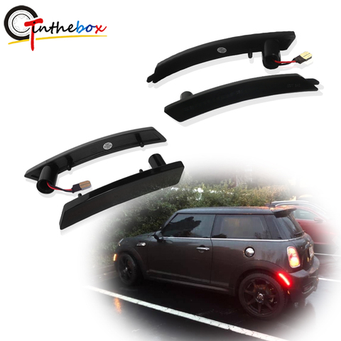 Gtinthebox ahumado lente ámbar/rojo la luz LED de posición lateral conjunto para 2007-13/14 MINI Cooper OEM frontal/trasero arco Sidemarker lámparas ► Foto 1/1