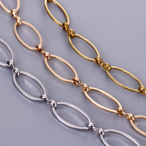 Cadena elíptica de cobre para hacer joyas, cadena elíptica para ropa, bolso, cadena, fabricación de collares, accesorios ► Foto 1/6