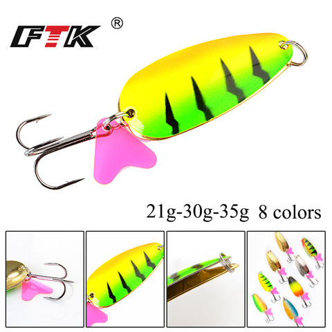 FTK-cuchara de señuelo de pesca, 1 unidad, 21g/30g/35g, 6/6.5/7.5cm, lentejuelas con ruido, cebos de pesca duros de carpa con señuelo con gancho agudo Mustad ► Foto 1/6