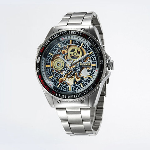 WINNER-Reloj de pulsera mecánico para hombre, de acero inoxidable, de lujo, Masculino ► Foto 1/1