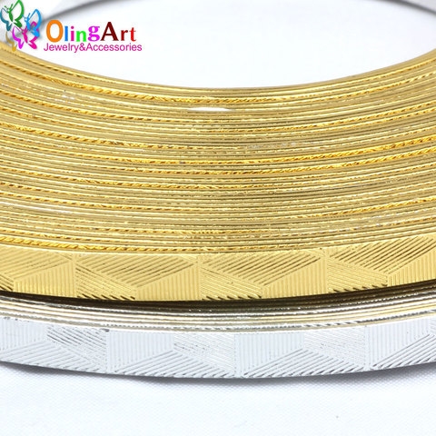 OLINGART-Estampado de triángulo, 10 m/lote, 5x1mm, alambre de aluminio plano, materiales artesanales de oro/plata, pulsera, collar, fabricación de joyas ► Foto 1/5