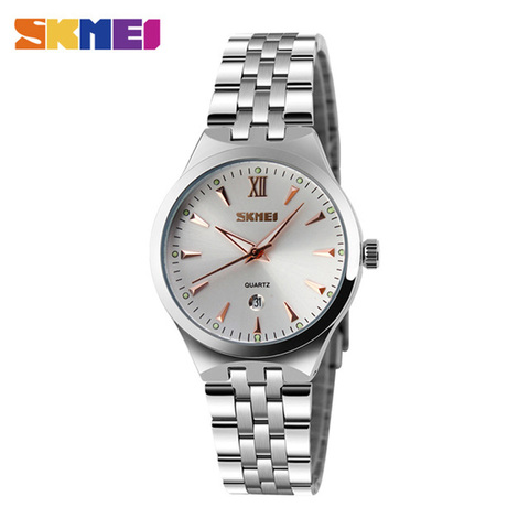 SKMEI-relojes de acero inoxidable para mujer, pulsera informal de lujo para parejas ► Foto 1/6