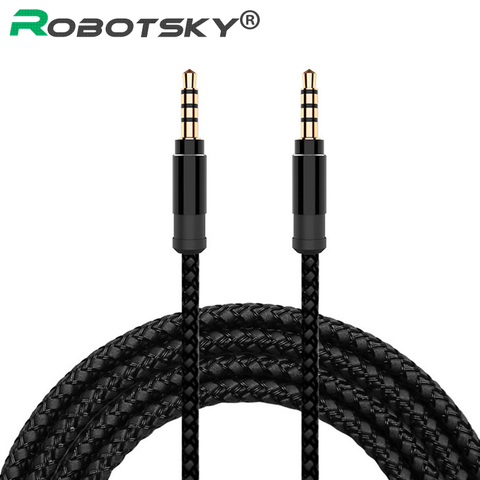 Robotsky-Cable de Audio de 3,5mm para coche, Cable auxiliar de nailon trenzado de 3,5mm, 1,5 M, extensión de código para teléfono, MP3, auriculares y altavoz ► Foto 1/6