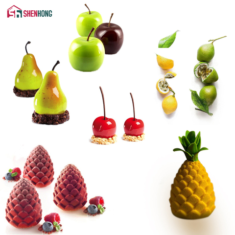 SHENHONG-Mousse de fruta, manzana, limón, pera, cereza, molde de silicona para pastel, molde 3D para hornear, decoración de Chocolate, Muffin, Moule, galleta, bricolaje ► Foto 1/6