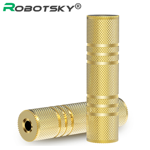 Robotsky 3.5mm audio adaptador hembra a hembra chapado en oro 3.5mm cable de extensión audio para el auricular del teléfono auriculares de sonido ► Foto 1/6