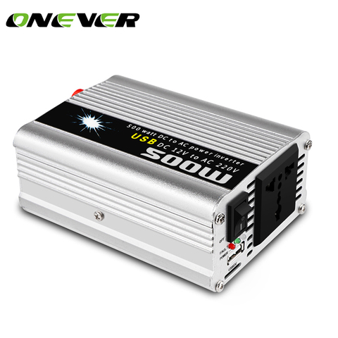 Onever-inversor automático de potencia máxima de 500W para coche, 12v, 220v, 50Hz, 12, 220, enchufe de encendedor de cigarrillos ► Foto 1/6