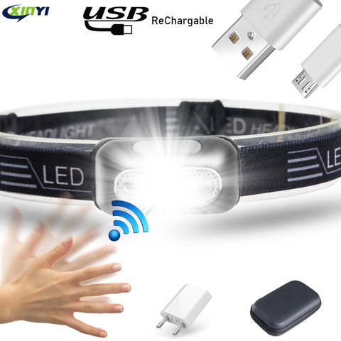 Mini faro LED de 10000Lm con Sensor de movimiento del cuerpo, linterna de acampada recargable con carga USB, linterna de cabeza ► Foto 1/6