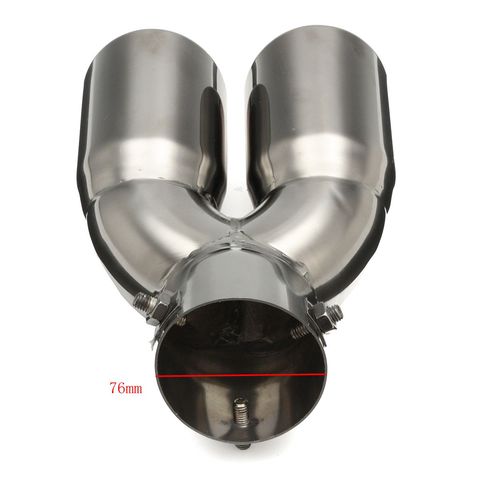 Tubo silenciador de escape Universal de 76-66mm de doble salida de tubo de escape de acero inoxidable ► Foto 1/6