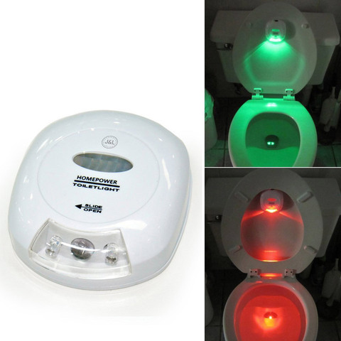 Iluminación Led nocturna para inodoro, luz con Sensor de movimiento humano, retroiluminación para tazón de baño, batería de 2x AA ► Foto 1/1