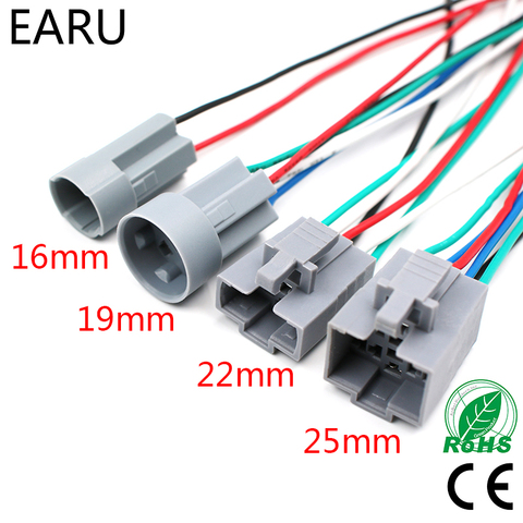 16mm 19mm 22mm 25mm interruptor de botón pines planos tipo interruptor conector de botón pulsador enchufe cable de fábrica en línea al por mayor ► Foto 1/6