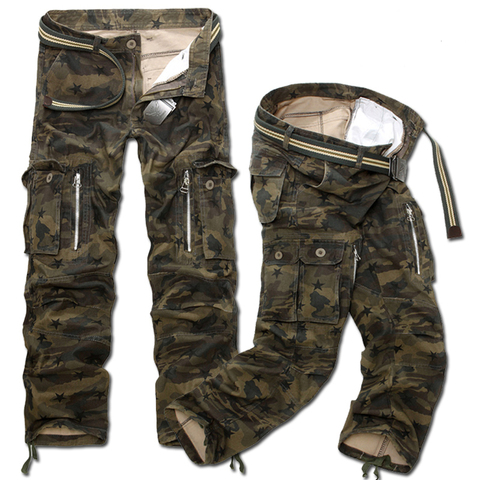 Pantalones militares de algodón con estampado de camuflaje para hombre, pantalón táctico, suelto holgado, con múltiples bolsillos, talla grande 40 ► Foto 1/4