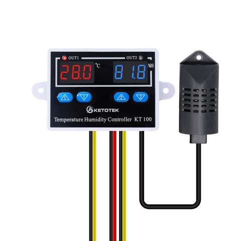 Controlador Digital de temperatura y humedad KT100, termostato de salida directa hygrostato 10A termostato Interruptor de Control de temperatura ► Foto 1/6