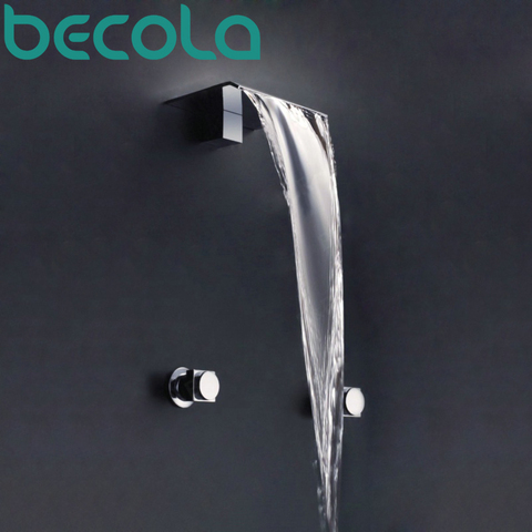 BECOLA-grifo de baño en cascada de diseño de marca, mezclador para lavabo, montaje en pared cromado, LT-301B de latón de agua caliente y fría, 3 uds. ► Foto 1/6