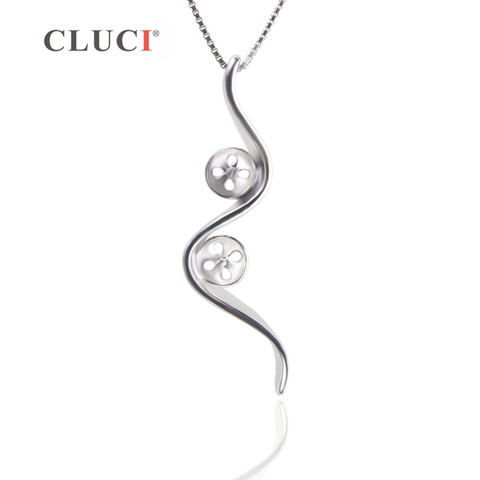 CLUCI de Plata de Ley 925 cinta colgante de Flash y collar palo dos perlas para las mujeres colgante de perlas de joyería de SP326SB ► Foto 1/6