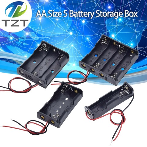 TZT-caja de almacenamiento de baterías Tamaño AA, 5 cables con 1, 2, 3 y 4 ranuras, bolsa contenedor, estándar, bricolaje ► Foto 1/6