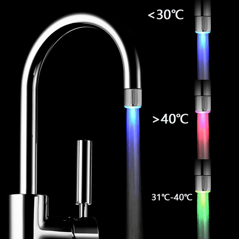 3 LED de cambio de Color ligera con luz grifos de agua de la cabeza de baño Baño de luz LED Sensor cocina grifo ► Foto 1/6