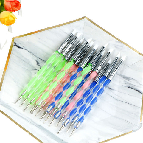 5X2 vías cerámica Bola de arcilla Styluses herramientas arcilla polimérica escultura herramienta uñas arte herramientas silicona Color modeladores Dotting herramienta ► Foto 1/1