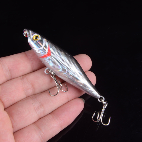 Señuelo de pesca duro Minnow con 2 anzuelos, 6 colores, 7cm/2,76 pulgadas, 7,5g/0,26 oz, aparejos de pesca, señuelo, ojos 3D ► Foto 1/6