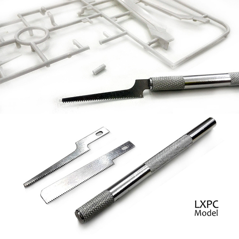 Modelo de herramienta de fabricación de sierra de acero modelo Mini sierra de mano hoja fina con 2 hojas de sierra ► Foto 1/6