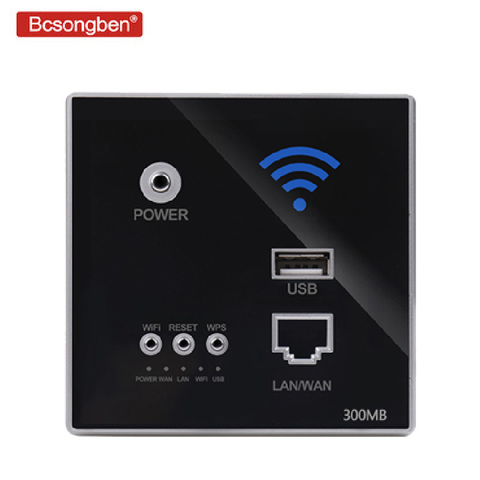 Bcsongben, 300Mbps, 220V, relé AP de potencia, repetidor WIFI inalámbrico inteligente, extensor de pared embebido, enrutador de 2,4 Ghz, Panel usb rj45 socket ► Foto 1/5