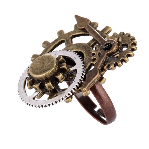 Anillo con puntero de reloj Steampunk, accesorios con diferentes componentes de engranaje y superficie de 30x25mm ► Foto 1/4