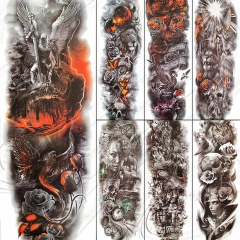 Tatuajes Temporales 3D Ares Warrior para mujer, Niña y hombre, tatuaje de dios falso, resistente al agua, con patas grandes ► Foto 1/6