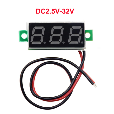 1 PC 0,28 pulgadas dos líneas Mini voltímetro DC2.5V-30V pantalla LED medidor de voltaje de pantalla Digital del voltímetro del cuatro COLOR opcional ► Foto 1/5