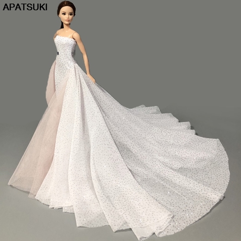 Vestido de novia blanco de alta moda para muñeca Barbie, ropa de