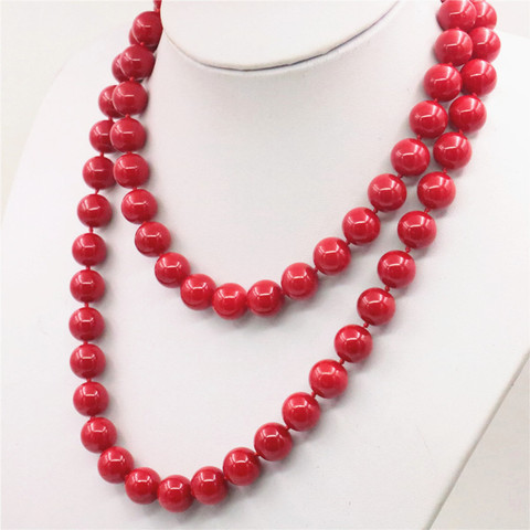 Moda accesorio joyas 12mm collar de Coral rojo al por mayor bolas DIY chicas mujeres regalos mano femenina adornos hechos 36 pulgadas ► Foto 1/5