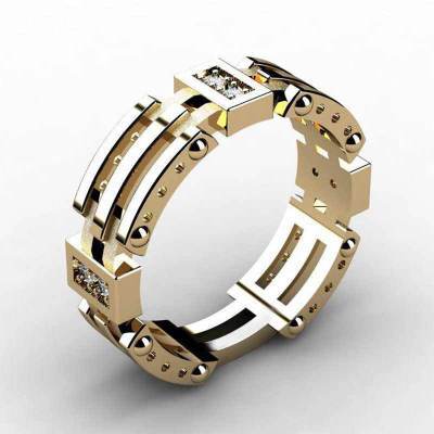 Huitan-anillo Punk geométrico Unisex para hombre, anillo con estilo romano antiguo, Tres colores disponibles, anillo de fiesta de fuerza con circonita cúbica pequeña ► Foto 1/6
