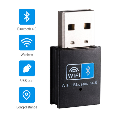 USB wifi adaptador Bluetooth V4.0 de tarjeta de red inalámbrica antena wifi transmisor PC LAN Wi-Fi Internet receptor 802.11b/n/ g TEROW ► Foto 1/6