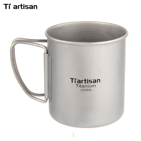 Tiartisan-taza de titanio con asa de taza, taza de titanio ecológica, 300ml/400ml, portátil, ultraligera ► Foto 1/6