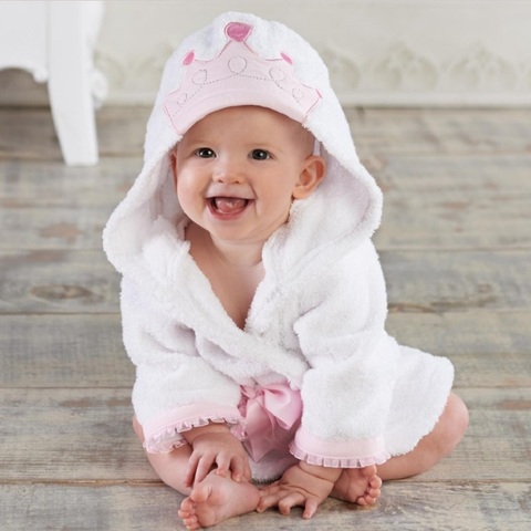 Hooyi princesa corona niños Toalla de baño bebé recién nacido Albornoz de  niña toallas con capucha para baño bebé pijamas en algodón de rizo abrigo -  Historial de precios y revisión