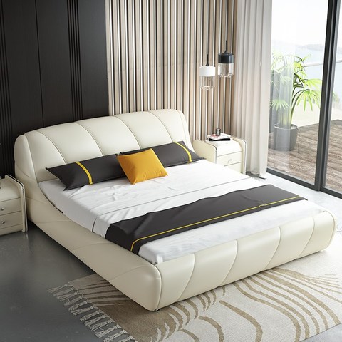 Cama de cuero de vaca auténtico para dormitorio, suave, de diseño único, yatak mobilya quarto ► Foto 1/1